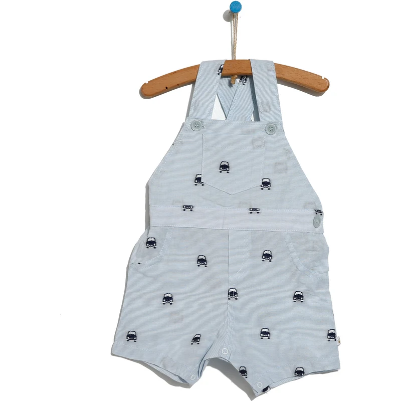 For My Baby Yaz Erkek Bebek Araba Nakışlı Poplin Salopet - Mavi