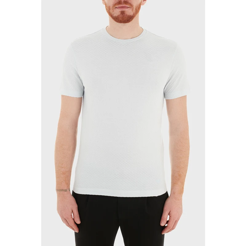 Emporio Armani Bisiklet Yaka % 100 Pamuk Erkek T Shirt 3k1t7q 1jm9z 0600 Açık Mavi