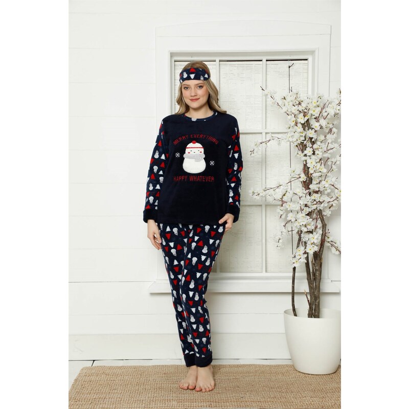 Akbeniz Welsoft Polar Kadın Manşetli Pijama Takımı 8410