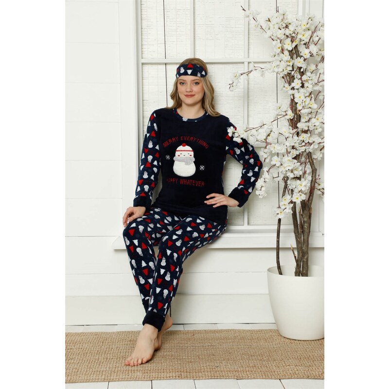 Akbeniz Welsoft Polar Kadın Manşetli Pijama Takımı 8410