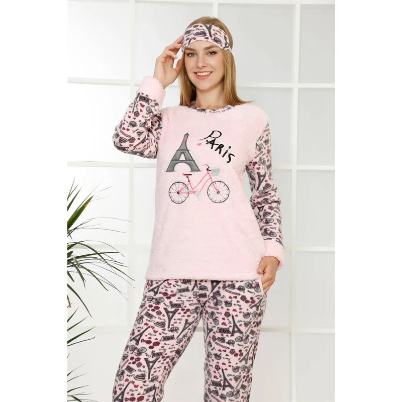 Akbeniz Welsoft Polar Kadın Manşetli Pijama Takımı 8408