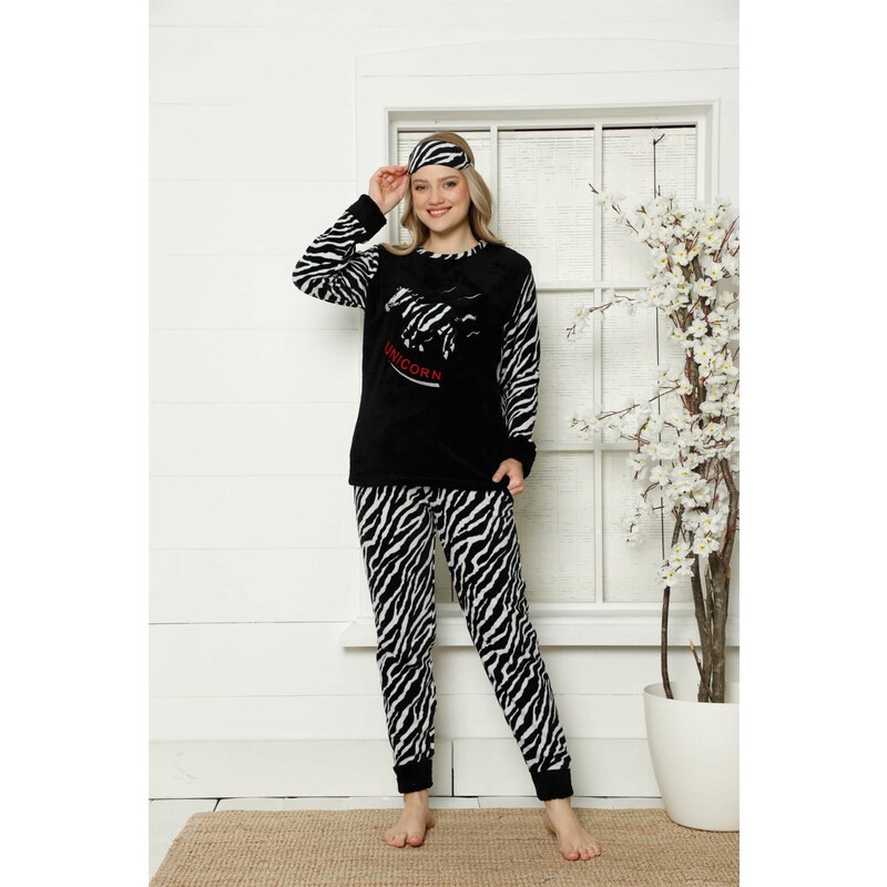 Akbeniz Welsoft Polar Kadın Manşetli Pijama Takımı 8414