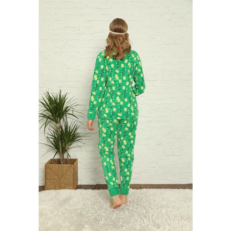 Akbeniz Welsoft Polar Kadın Manşetli Pijama Takımı 8424