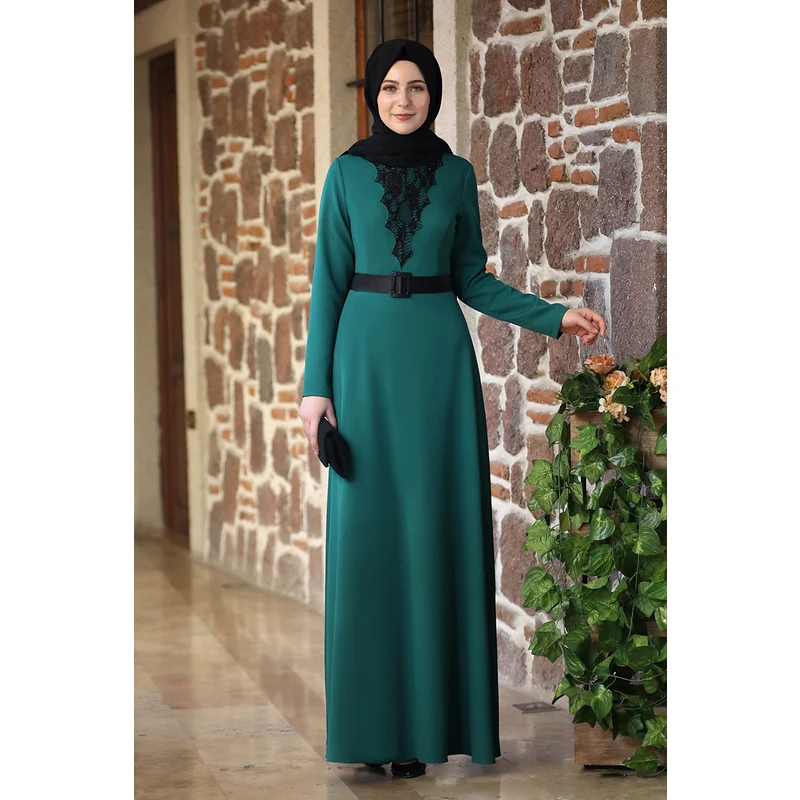 Elben Moda Zümrüt Mimoza Elbise -elm16579 Elben Moda Zümrüt Mimoza Elbise -elm16579