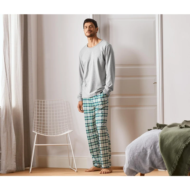 Tchibo Organik Pamuklu Jersey Pijama Takımı Kareli IV7852