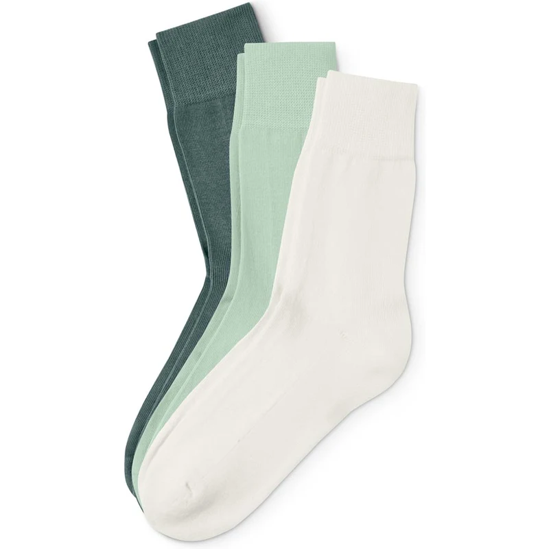 Tchibo 3 Çift Organik Pamuklu Çorap Yeşil