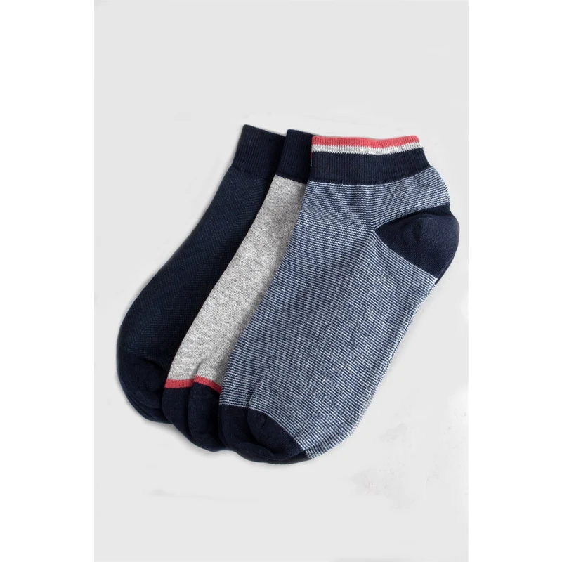 TUDORS 3'lü Desenli Kısa Erkek Çorap