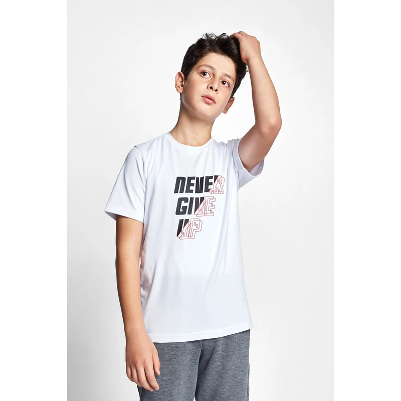 LESCON Beyaz Çocuk Kısa Kollu T-Shirt 22B-3110