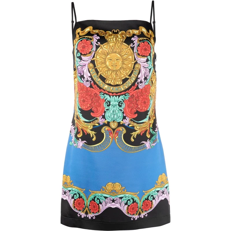 Versace Jeans Couture Sun Flower Garland Slip Dress Black Glami Com Tr