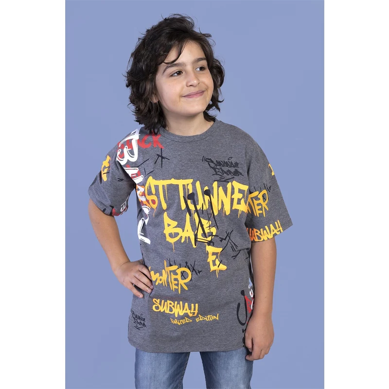 Toontoy Kids Antrasit Erkek Çocuk Tişört