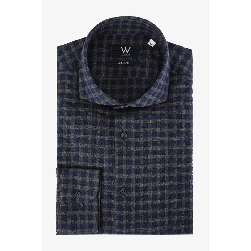 W COLLECTION Gri Ekose Desenli Casual Gömlek W COLLECTION Gri Ekose Desenli Casual Gömlek
