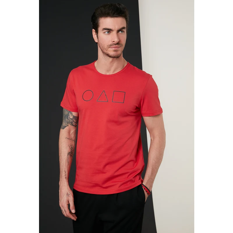 Buratti Bisiklet Yaka % 100 Pamuk Erkek T Shirt 5902414 Kırmızı