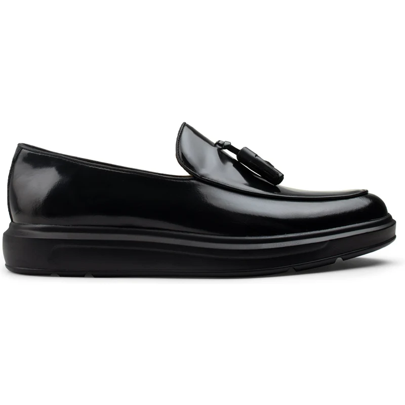Deery Hakiki Deri Siyah Comfort Püsküllü Erkek Loafer 01840MSYHP02