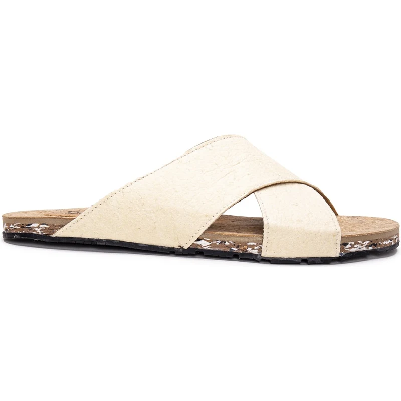 Nae Vegan Shoes Gaia White Vegan Flat Criss-cross Sandals