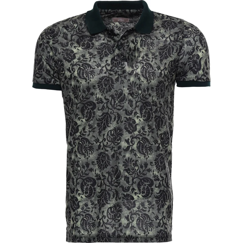 Wessi Green Floral Polo Neck T-Shirt
