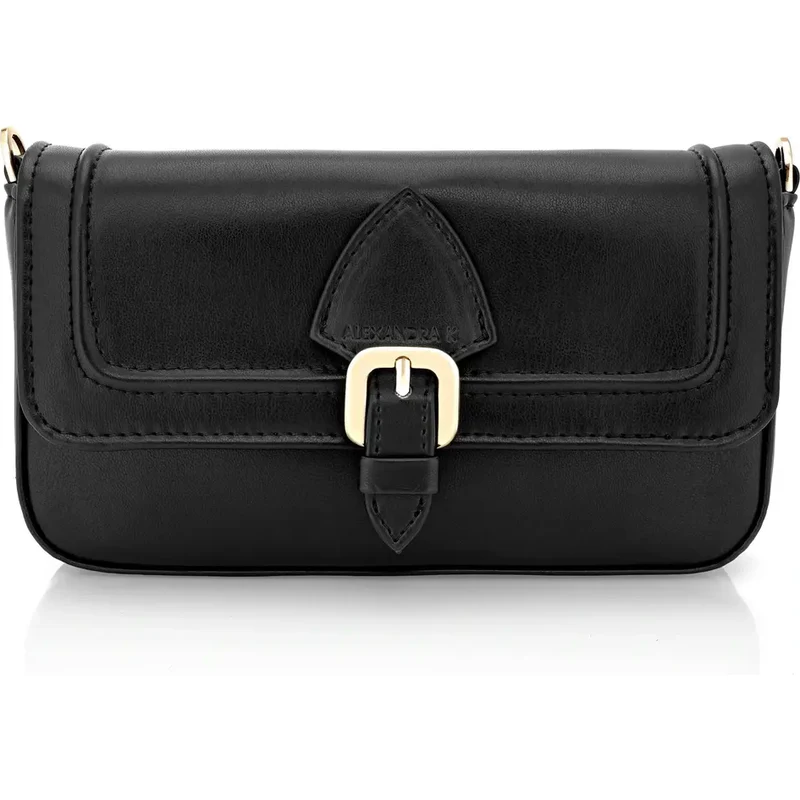 Alexandra K Vegan Leather Flow Mini Crossbody Bag - Black Ink Corn