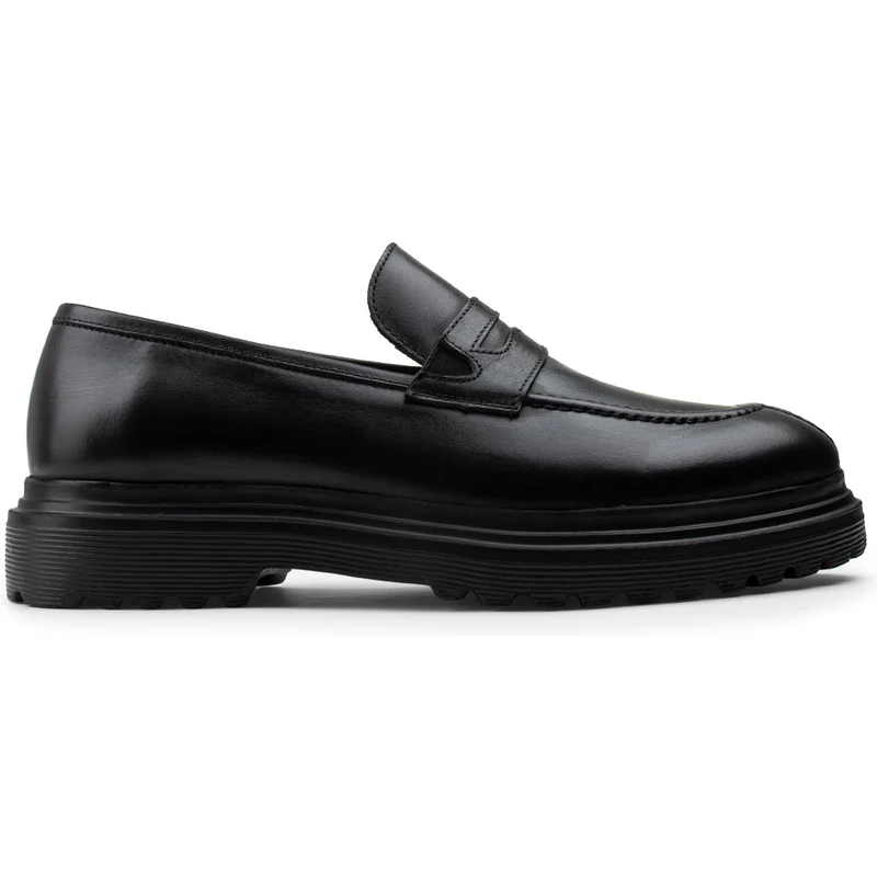 Deery Hakiki Deri Siyah Loafer Erkek Ayakkabı 01878MSYHE02