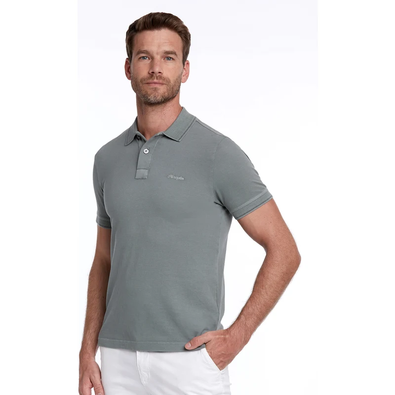 Hemington Vintage Görünümlü Polo Yaka Haki T-Shirt