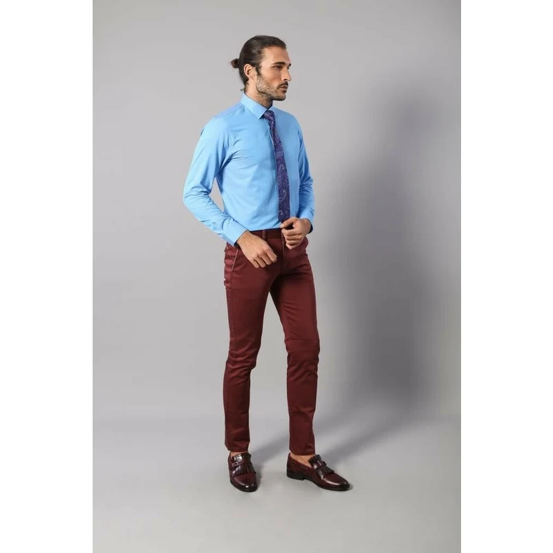 Wessi Patch Pocket Burgundy Men's Trousers