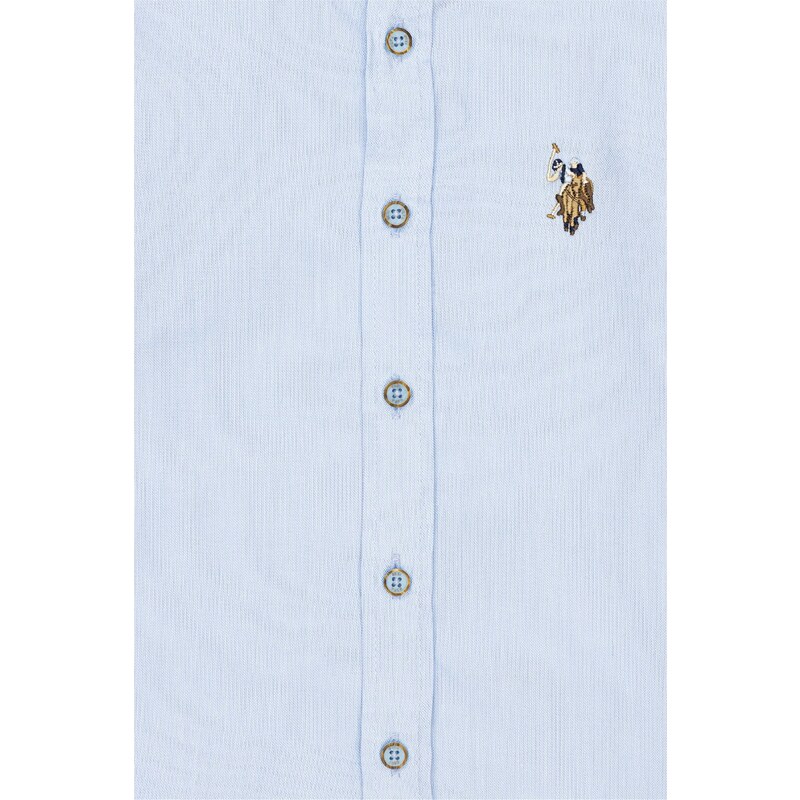 U.S. Polo Assn. Erkek Çocuk Açık Mavi Uzun Kollu Basic Gömlek