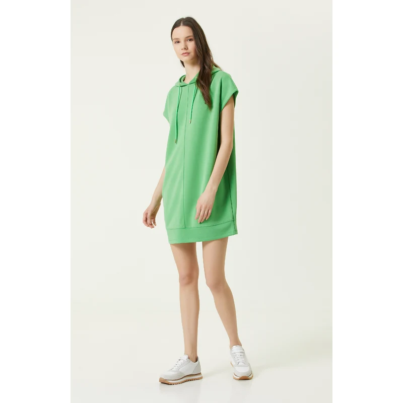 NetWork Yeşil Kapüşonlu Mini Elbise