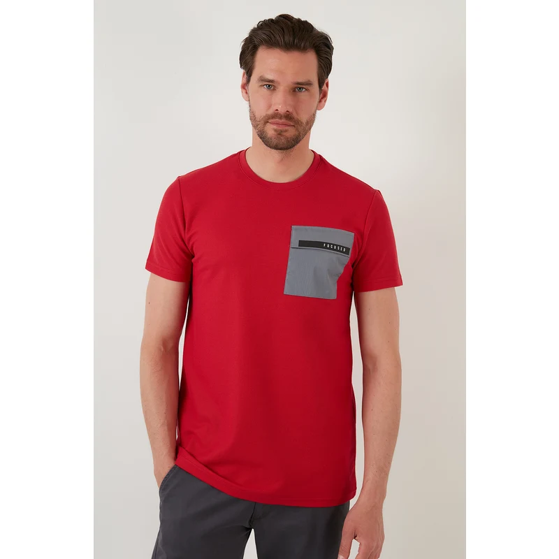 Buratti Baskılı Slim Fit Bisiklet Yaka Pamuklu Erkek T Shirt 5902351 Kırmızı