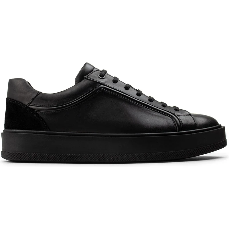 Deery Hakiki Deri Siyah Sneaker Erkek Ayakkabı 01877MSYHP01