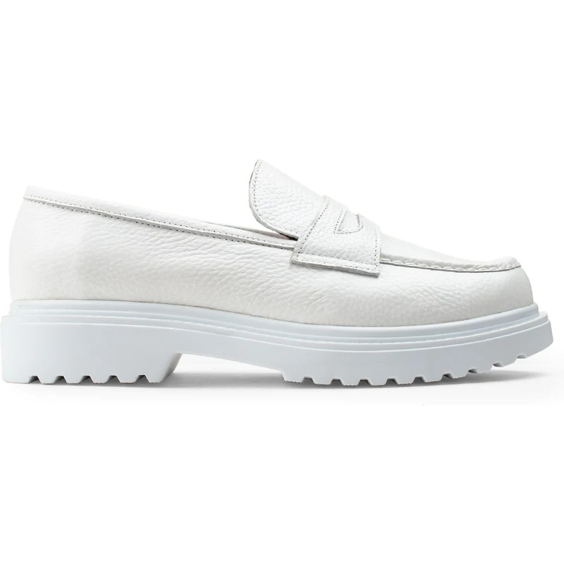 Deery Hakiki Deri Beyaz Loafer Kadın Ayakkabı 01903ZBYZP01