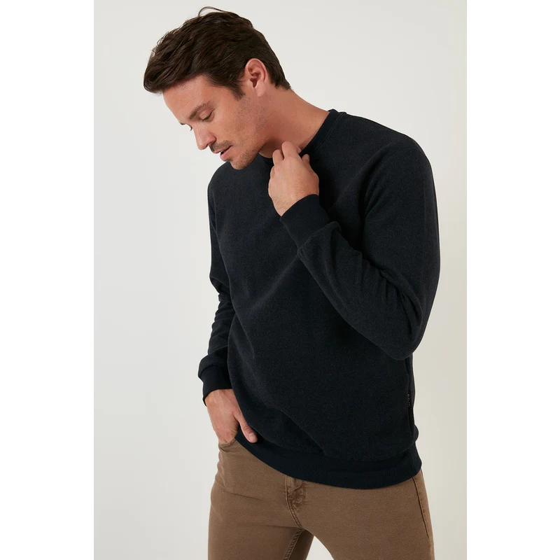 Buratti Slim Fit Bisiklet Yaka Pamuklu Erkek Kazak 456201 Lacivert