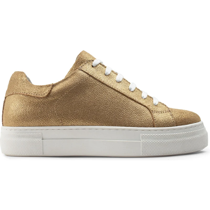 Deery Hakiki Süet Altın Rengi Simli Sneaker Kadın Ayakkabı Z1681ZALTC01