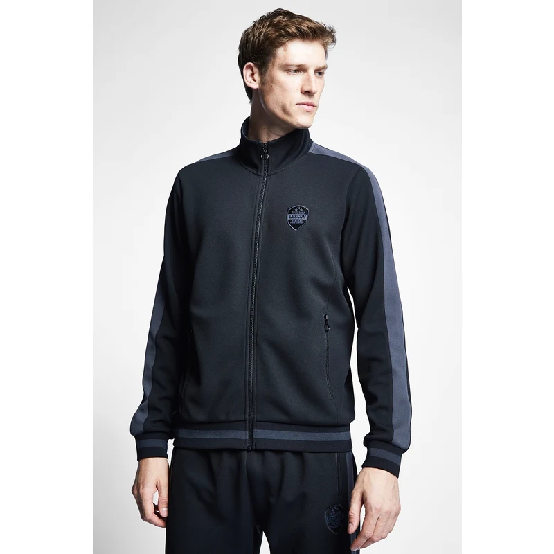 LESCON Siyah Erkek Fermuarlı Sweatshirt 22N-1117