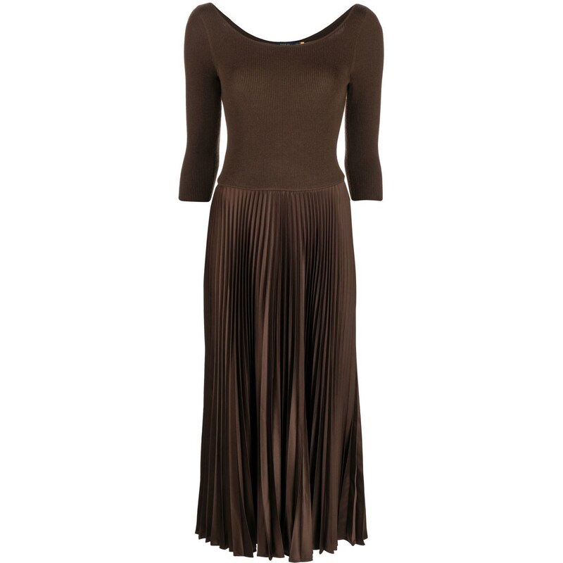 Polo Ralph Lauren wool pleated skirt midi dress Brown Glami