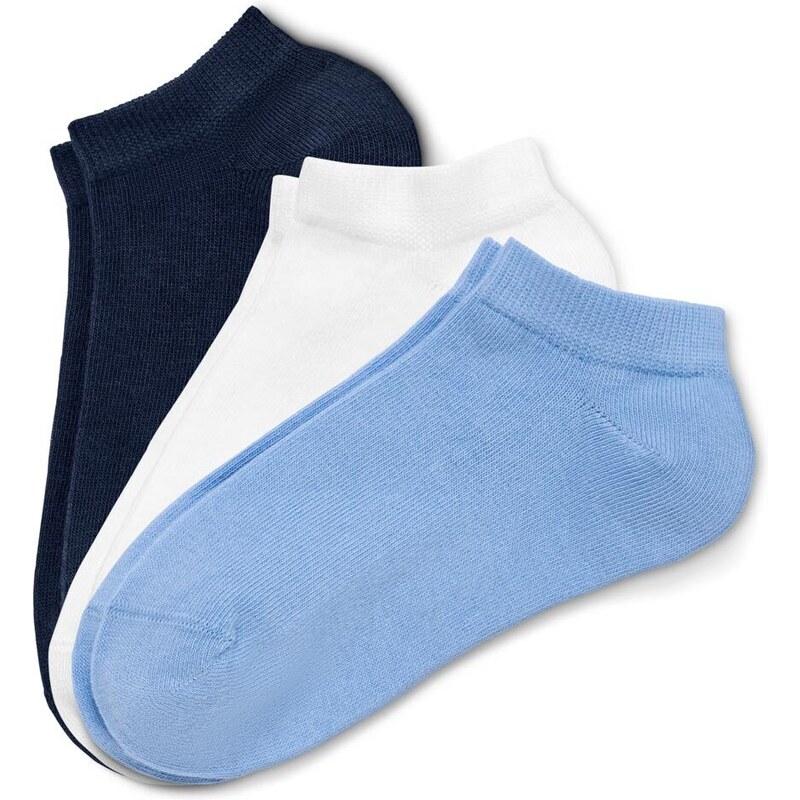 Tchibo 3 Çift Organik Pamuklu Sneaker Çorap, Beyaz ve Mavi