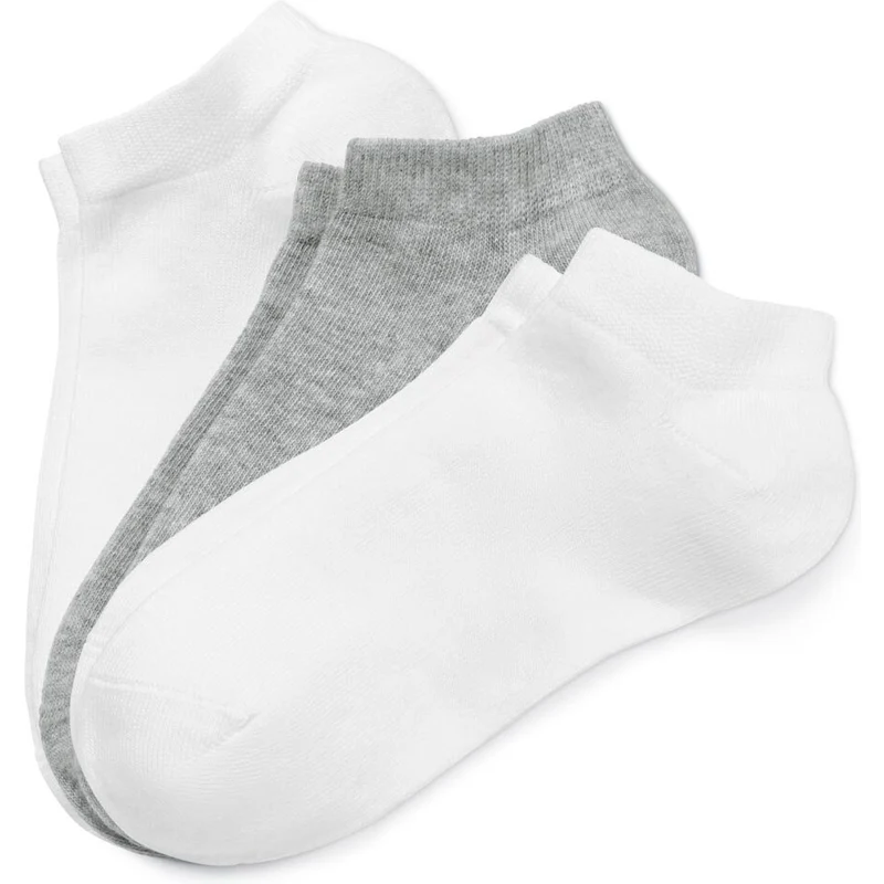 Tchibo 3 Çift Organik Pamuklu Sneaker Çorap Beyaz ve Gri