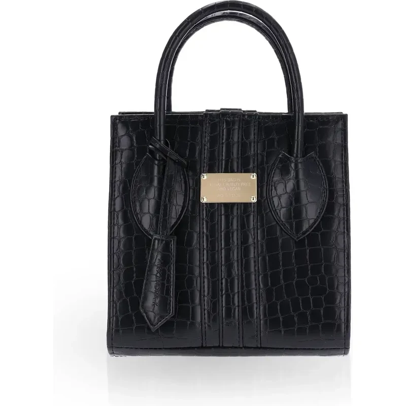 Alexandra K Vegan Leather Handbag 1.6.1 Mini - Black Ink Croco