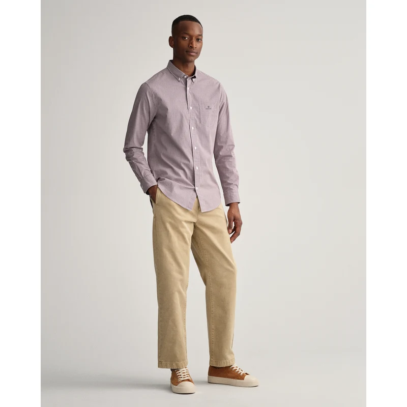 GANT Erkek Kırmızı Regular Fit Düğmeli Yaka Kareli Gömlek FR8350