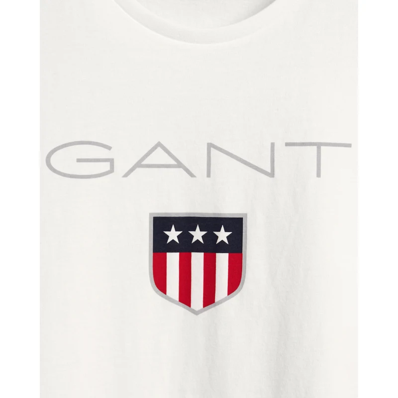 GANT Erkek Beyaz Regular Fit Bisiklet Yaka Logolu T-shirt FR8623