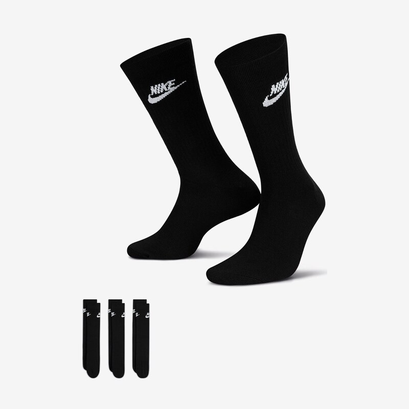Nike Sportswear Everyday Essential Unisex 3'lü Siyah Çorap.DX5025.010