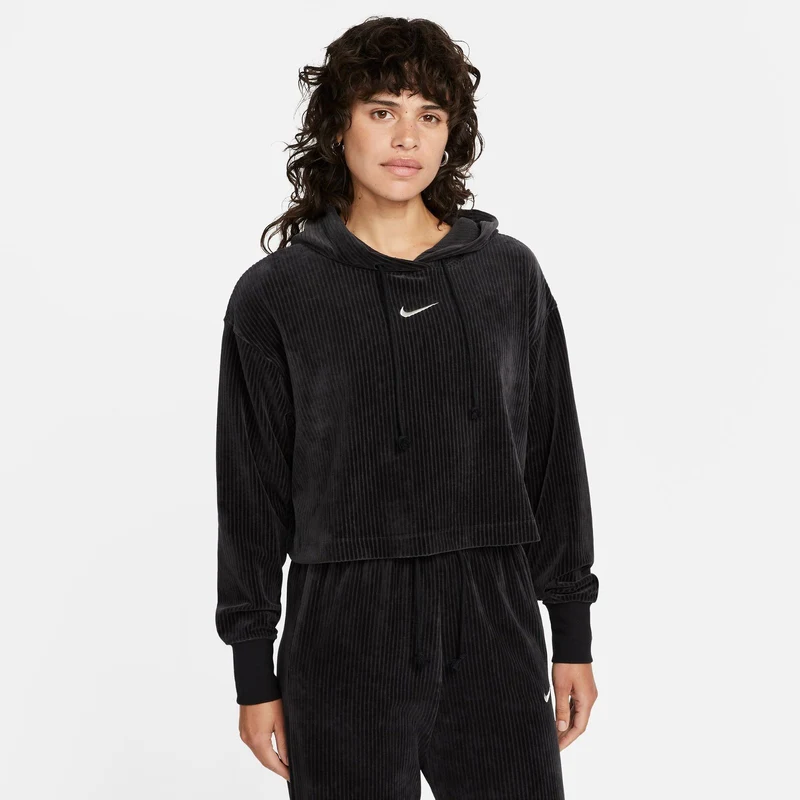 Nike Sportswear Women's Velour Kadın Siyah Sweatshirt.DQ5927.010
