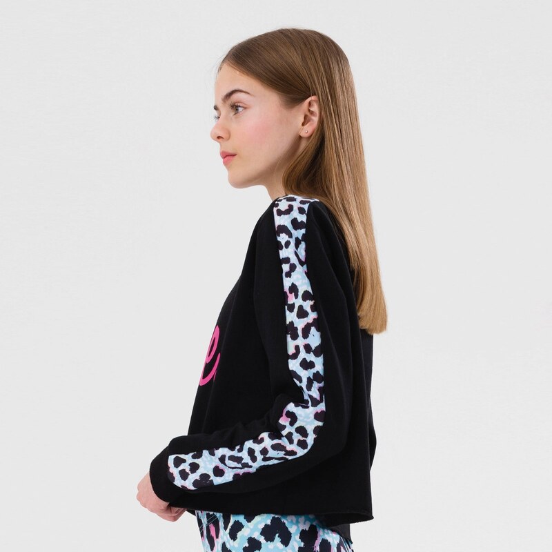 HYPE Ice Leopard Script Crew Çocuk Siyah Sweatshirt.34-ZVLR-237.BLK