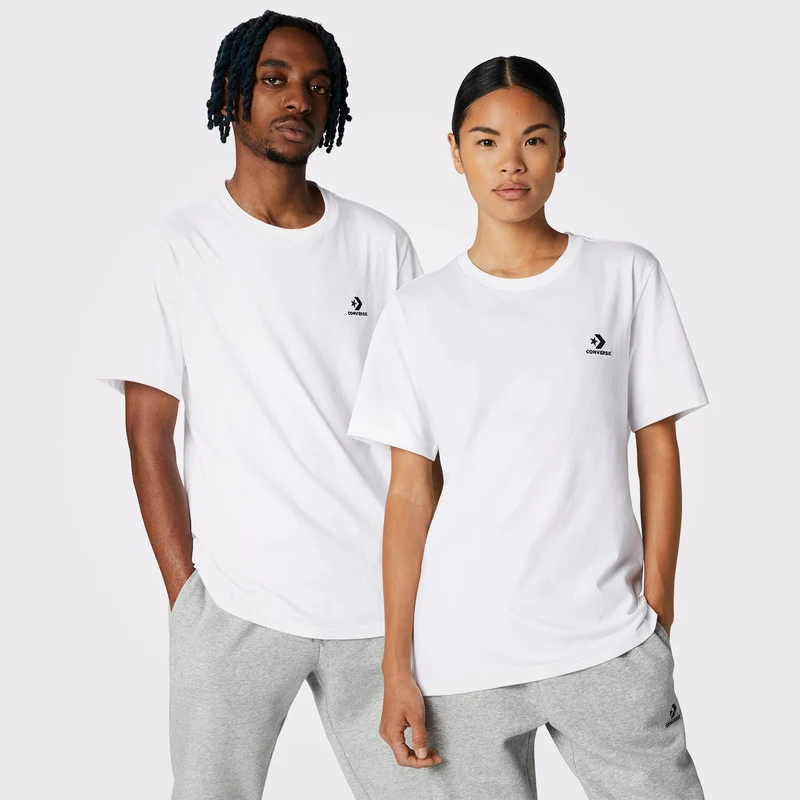 Converse Go-To Embroidered Star Chevron Unisex Beyaz T-Shirt.10023876.102