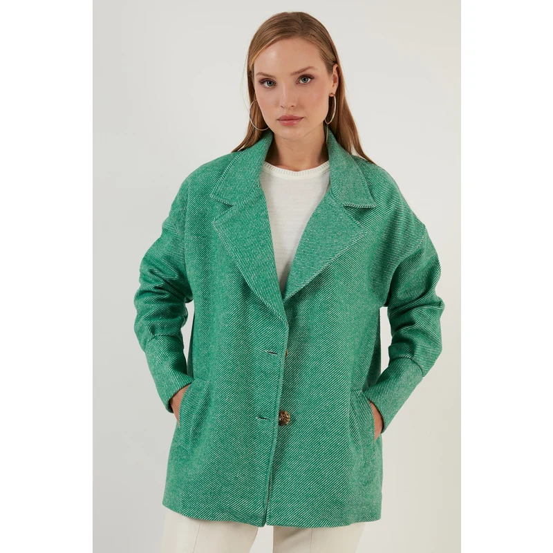 Lela Oversize Cepli Düğmeli Astarlı Kışlık Bayan Kaban 42190488 Benetton ZN9793