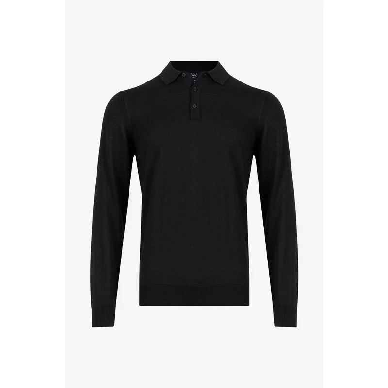 W COLLECTION Siyah Basic Polo Yaka Triko W COLLECTION Siyah Basic Polo Yaka Triko