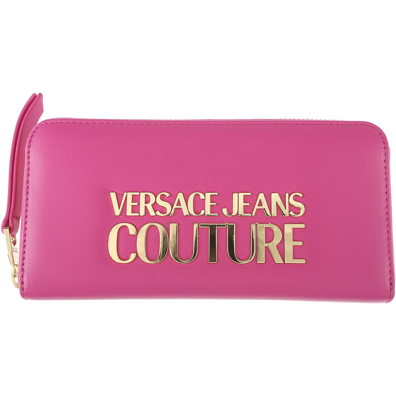 Versace Jeans Couture Kadınlar İçin Deri ve Kumaş Cüzdanlar, Fuşya, Poliüretan, 2024