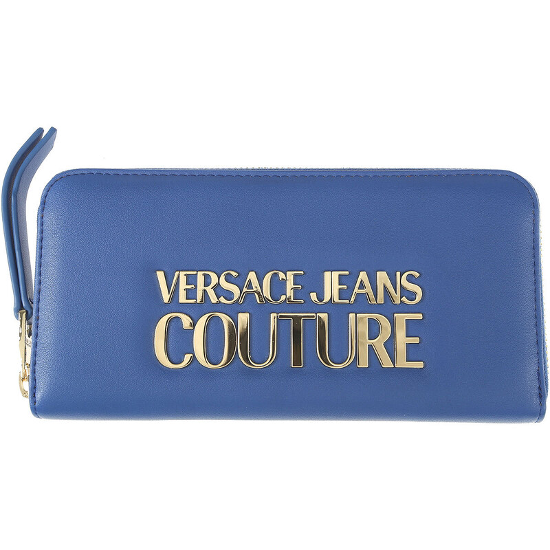 Versace Jeans Couture Kadınlar İçin Deri ve Kumaş Cüzdanlar, Koyu mavi, Poliüretan, 2024