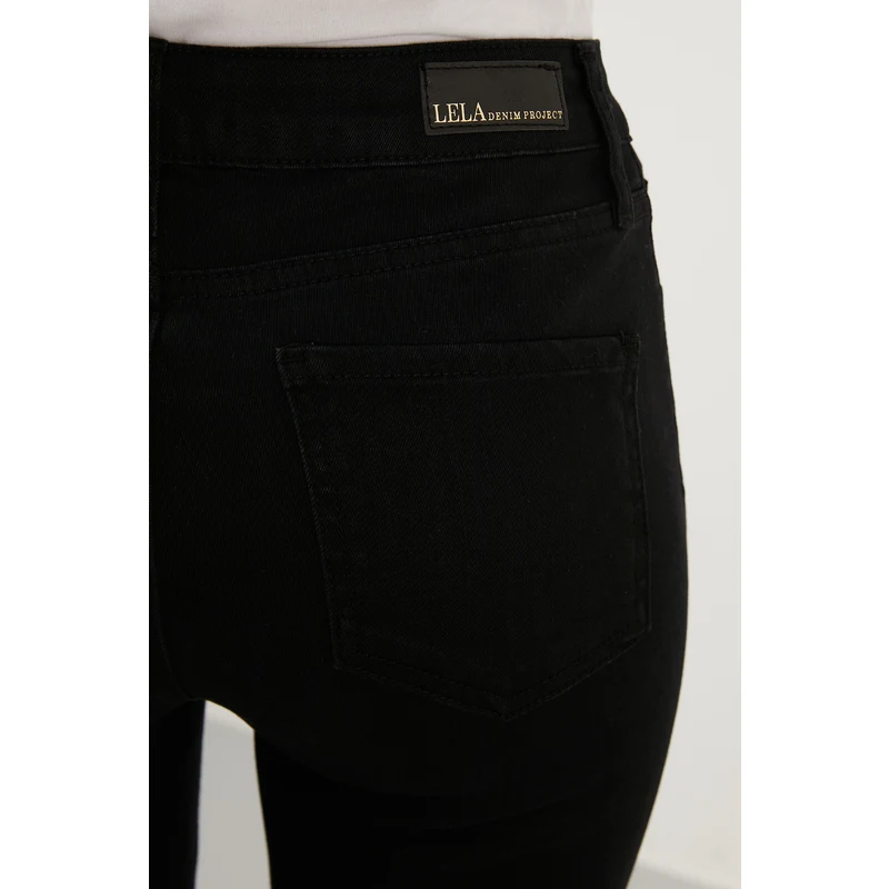 Lela Pamuklu Slim Fit Yüksel Bel Dar Paça Jeans Bayan Kot Pantolon 639cheery Siyah-siyah ZN11487