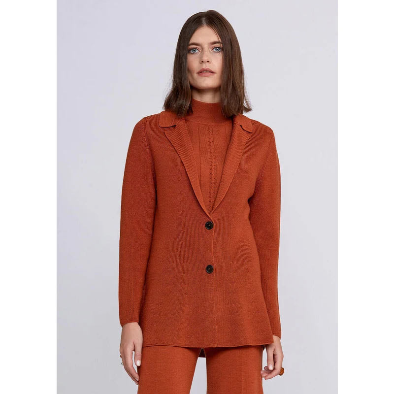 Extrafine Virgin Wool Cooper Knit Jacket