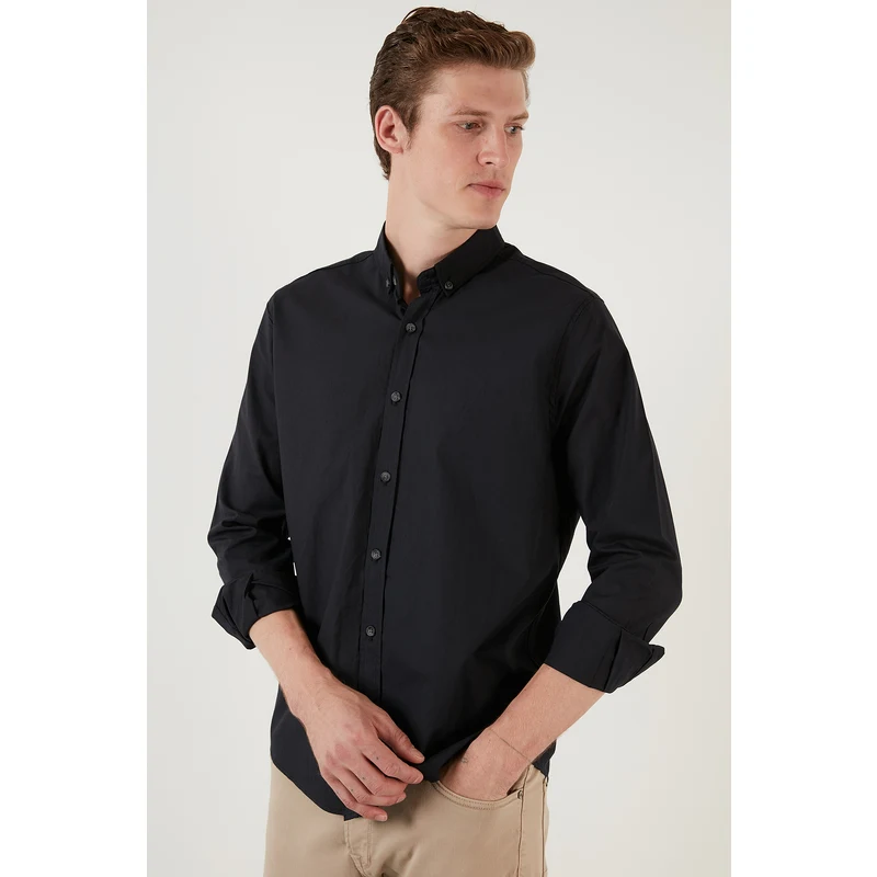 Buratti % 100 Pamuk Regular Fit Düğmeli Yaka Erkek Gömlek Cf21s124693 Siyah
