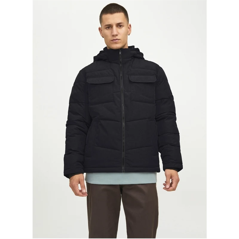 Jack & Jones Siyah Erkek Kapüşonlu Mont 12212233_JJBRADY PUFFER SN Jack & Jones Siyah Erkek Kapüşonlu Mont 12212233_JJBRADY PUFFER SN