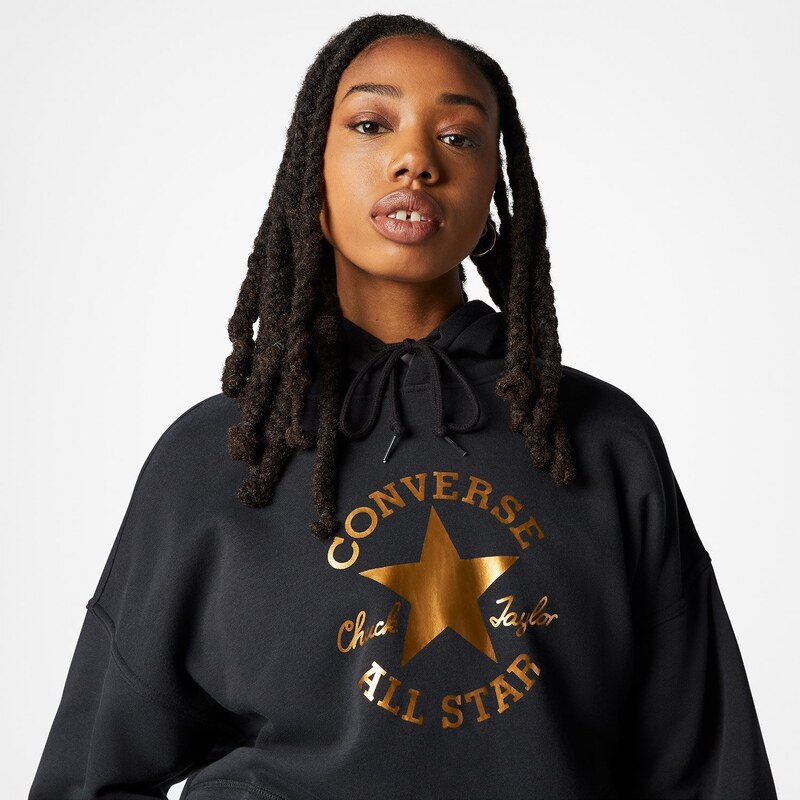 Converse Chuck Taylor Patch Pullover Kadın Siyah Hoodie Sweatshirt.34-10024672.001